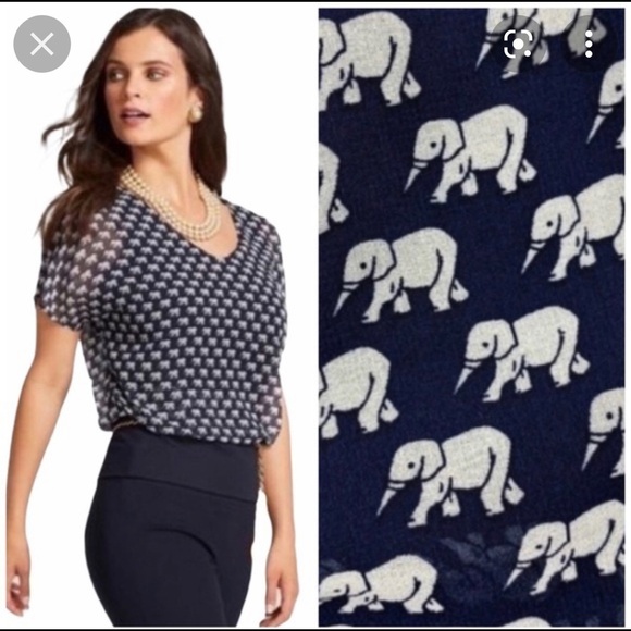 CAbi Tops - CABI Parade Blouse Elephant Print Dolman Sleeve